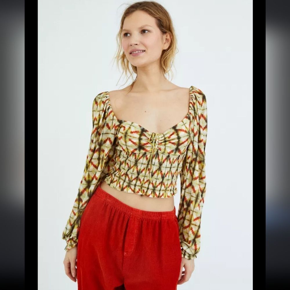 Urban Outfitters Old Soul Smocked Top Balloon Sleeve Womens Medium